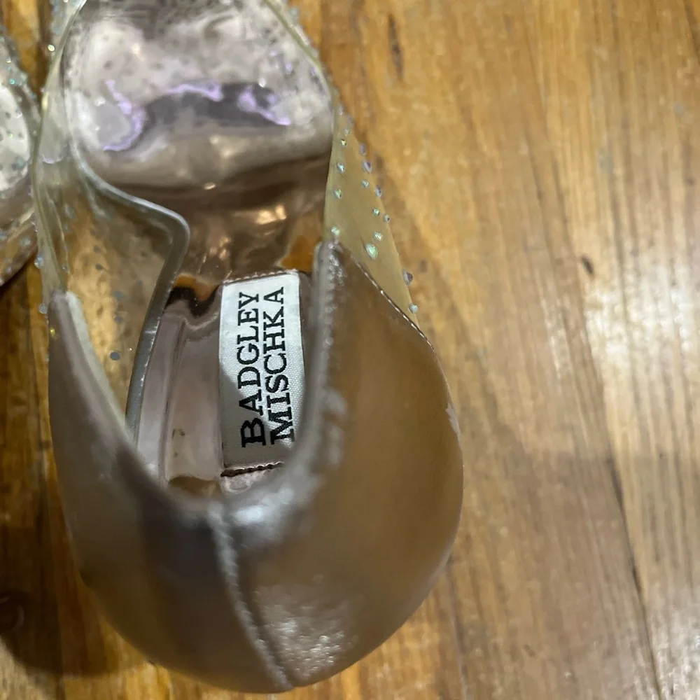 Badgley Mischka Cinderella Pointed Toe Heels Gold and Clear - Picture 5 of 10